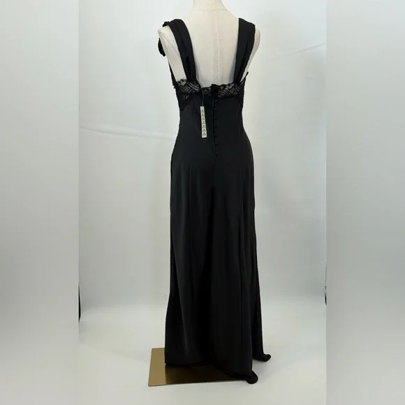 Kimchi Blue Cleo Black Satin Lace Wide-Leg Jumpsuit NWT Women’s Size M - Picture 10 of 13